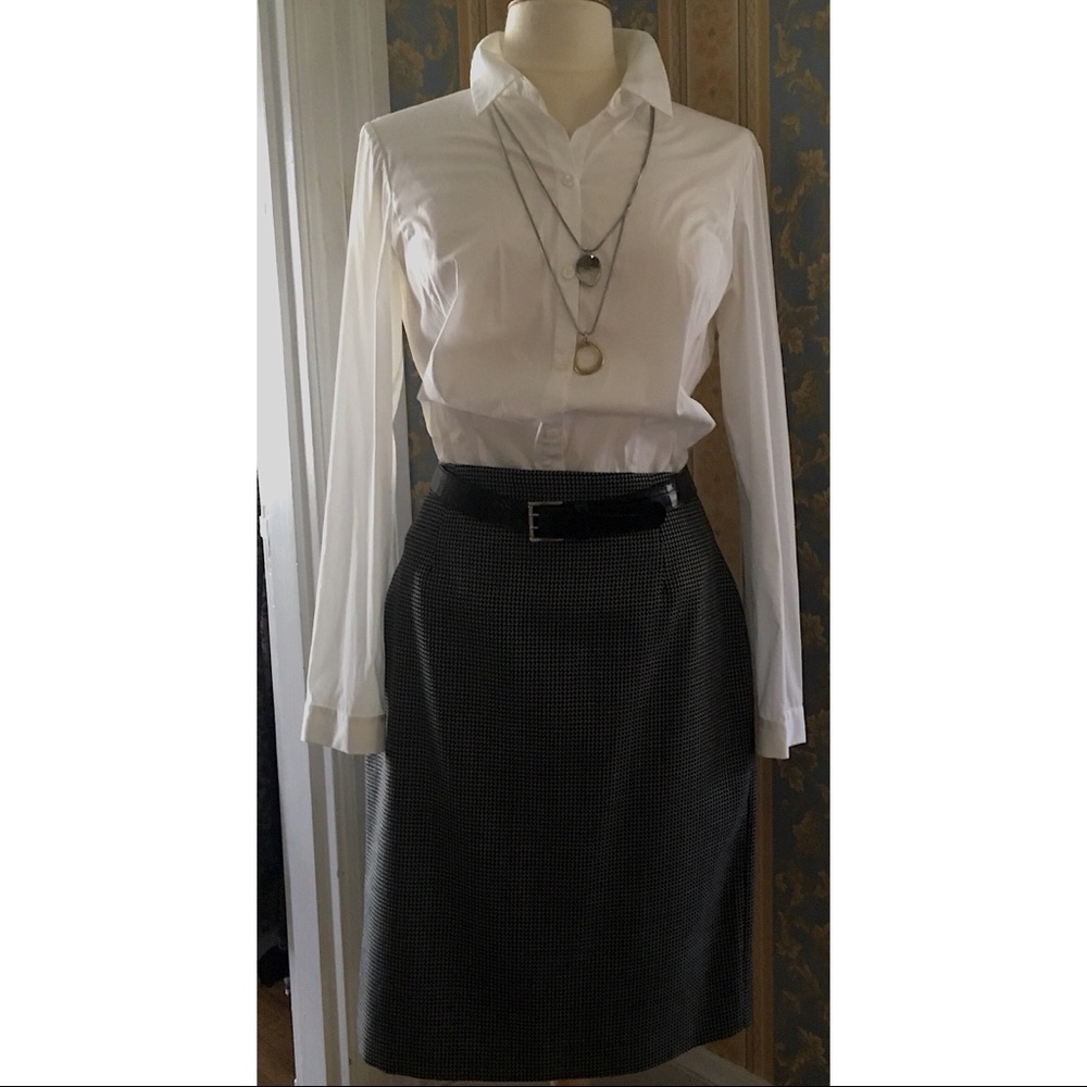 A checkered rayon skirt.